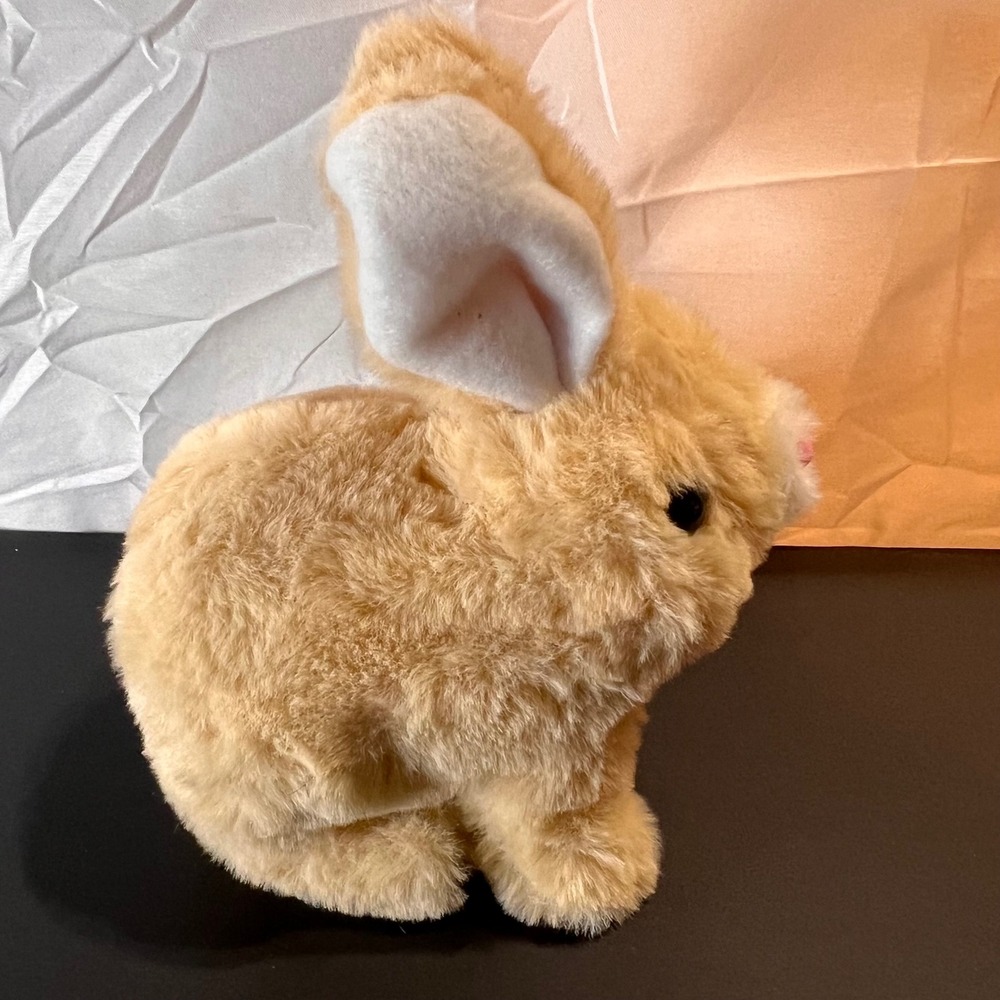 7in Bunny Plush Toy Kids Tan Hopping Squeaking‎  Interactive Realistic Rabbit